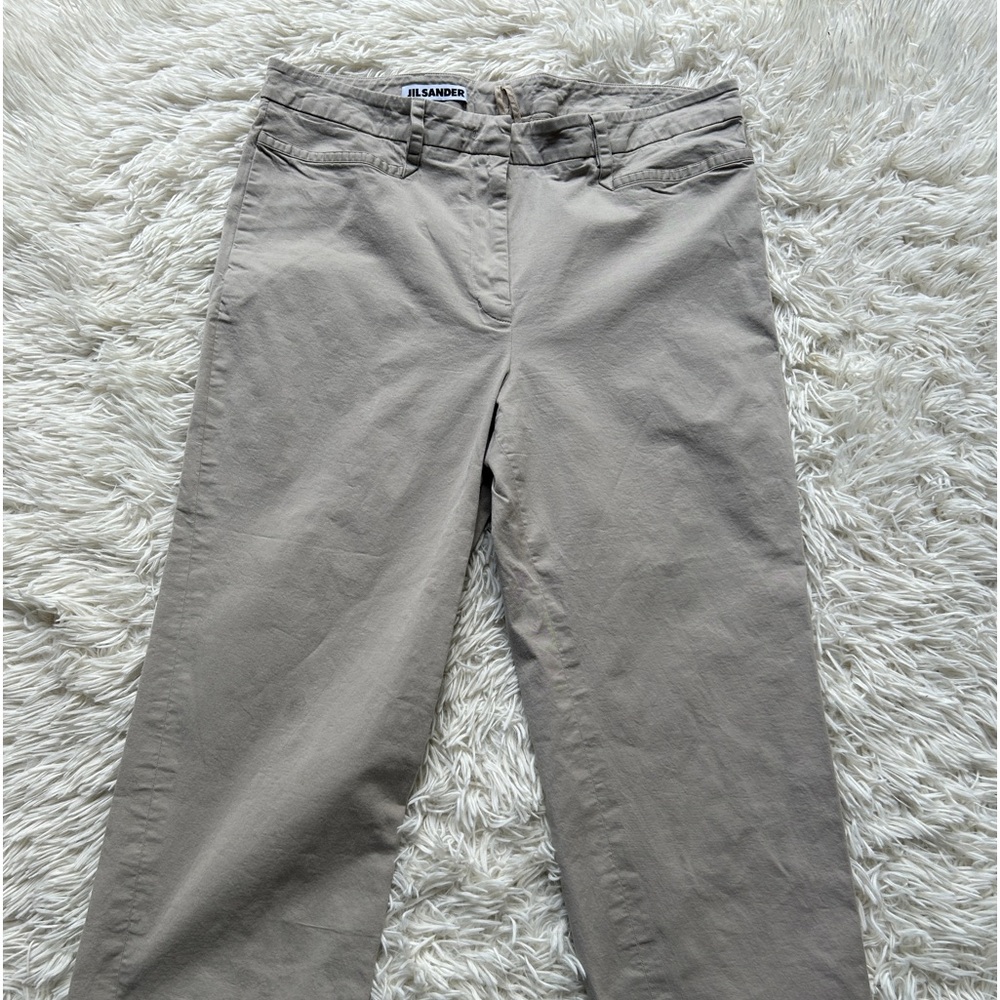 Jill sander beige pant ankle cropped flat front Sz 42